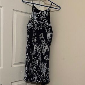 Elegant Black and White Floral Mini Dress